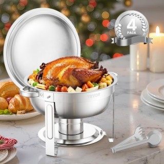 VEVOR Σετ Στρογγυλών Σκευών Μπουφέ 5 Qt από Ανοξείδωτο Ατσάλι YXBXG... VEVOR Σετ Στρογγυλών Σκευών Μπουφέ 5 Qt από Ανοξείδωτο Ατσάλι YXBXG...