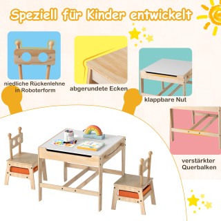 Costway Παιδικό Τραπέζι με 2 Καρέκλες σε Σχήμα Ρομπότ 4-σε-1 Δραστη...