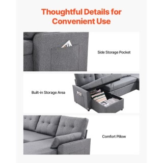 VEVOR Γκρι Καναπές Κρεβάτι Σχήματος U 6 Θέσεων BYSFC110INCHK2QZRV0 VEVOR Γκρι Καναπές Κρεβάτι Σχήματος U 6 Θέσεων BYSFC110INCHK2QZRV0