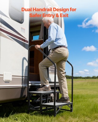 VEVOR Σκαλοπάτια RV 2 Βαθμίδων με Διπλές Χειρολαβές, Αντοχή 300 kg,...