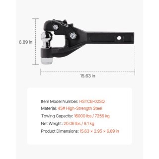 VEVOR Πείρος Ρυμούλκησης 2 ιντσών Υποδοχή Γάντζου 2.5-3 ιντσών Δακτ...