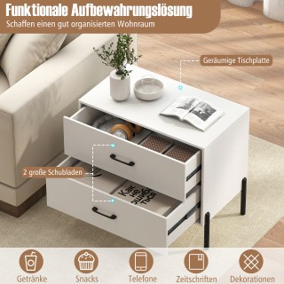 Costway Ξύλινο Κομοδίνο 2 Συρταριών με Μεταλλικά Πόδια & Λαβές 61 x...