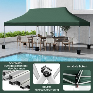 Costway Πράσινη Αναδιπλούμενη Τέντα Εκδηλώσεων με Τσάντα Μεταφοράς ...