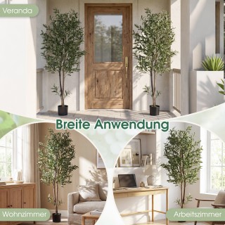 Costway Σετ 2x Τεχνητά Φυτά Πράσινου 1.8 m με Ρεαλιστικούς Καρπούς ...