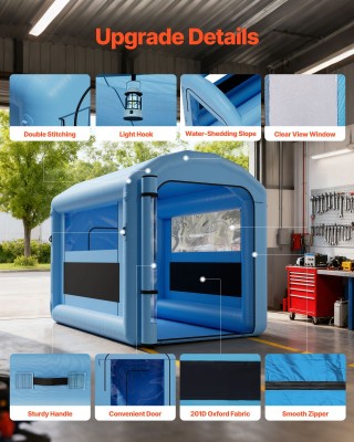 VEVOR Φουσκωτός Θάλαμος Βαφής 3x2.5x2.5m με Ισχυρό Φυσητήρα για Ποδ...