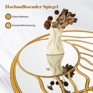 Costway  Στρογγυλός Καθρέφτης Τοίχου με Χρυσό Πλαίσιο 80 εκ. HZ10347GD