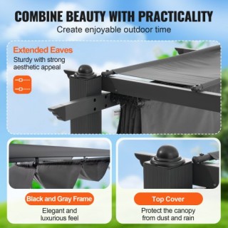 VEVOR 3x3m Εξωτερική Πέργκολα με Αναδιπλούμενη Τέντα Αλουμινίου Γκρ... VEVOR 3x3m Εξωτερική Πέργκολα με Αναδιπλούμενη Τέντα Αλουμινίου Γκρ...