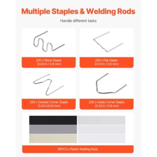 VEVOR Πλαστικό Συγκολλητικό Κιτ 220W με 800 Συνδετήρες & 56 Ράβδους...