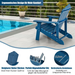 Costway Καρέκλα Κήπου Adirondack με Θήκη Ποτηριού Μπλε NP10983NY Costway Καρέκλα Κήπου Adirondack με Θήκη Ποτηριού Μπλε NP10983NY