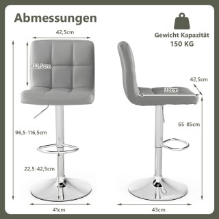 Costway Σετ 2 Περιστρεφόμενοι Ρυθμιζόμενοι Γκρι Μπαρ Σκαμπό από Συν...