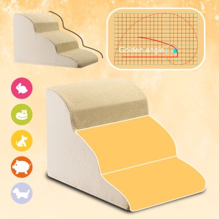 BAKAJI  Σκάλα για Κατοικίδια Μπεζ 3 Σκαλοπάτια για Γάτες και Σκύλου...