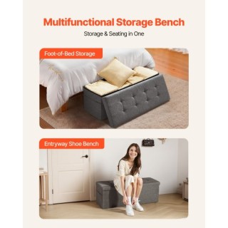 VEVOR Πτυσσόμενο Σκαμπό-Παγκάκι Αποθήκευσης με Πλαινές Θήκες, Υφασμ...