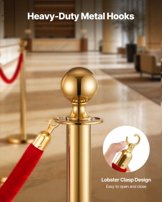 VEVOR Κόκκινα Κορδόνια Πολυτελείας 1.5m με Χρυσά Άγκιστρα για Έλεγχ...