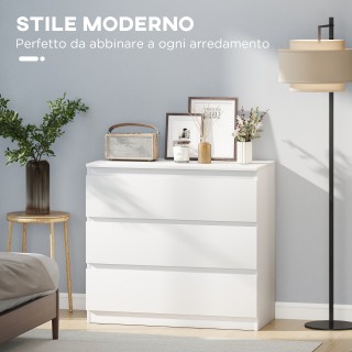 HOMCOM Μοντέρνα Συρταριέρα με 3 Συρτάρια Χωρίς Χειρολαβές για Υπνοδ...