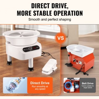 Κεραμικός Τροχός VEVOR 10 με Πεντάλ & Οθόνη Αφής 350W Λευκός  ZQLPJ...