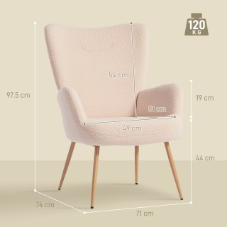 Πολυθρόνα Μοντέρνα με Επένδυση από Ύφασμα Sherpa, Γεμιστή με Ψηλή Π...