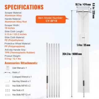 VEVOR Χιονοφτυάρι Στέγης 30ft με Υφασμάτινη Ολίσθηση και Ρόδες WDP... VEVOR Χιονοφτυάρι Στέγης 30ft με Υφασμάτινη Ολίσθηση και Ρόδες WDP...