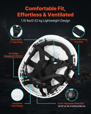 VEVOR Λευκό Αεριζόμενο Κατασκευαστικό Κράνος Ασφαλείας Class C για ... VEVOR Λευκό Αεριζόμενο Κατασκευαστικό Κράνος Ασφαλείας Class C για ...