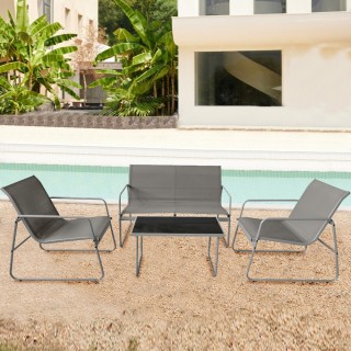 BAKAJI Σετ Κήπου με 2 Καρέκλες, Καναπέ και Τραπεζάκι για Εξωτερικό ...