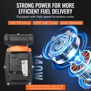 VEVOR  Αντλία Μεταφοράς Καυσίμου 12V 15 GPM 1/4 HP με Αυτόματο Ακρο...