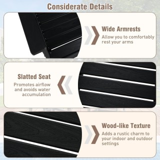 Costway  Μαύρη καρέκλα μπαλκόνι από ανθεκτικό HDPE με αισθητική ξύλ...
