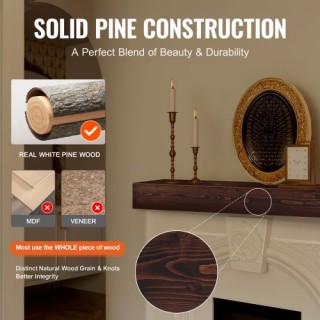 Ρουστίκ Ξύλινο Μαντελάκι Τζακιού VEVOR 60 Καφέ  FBJXBLJ60YCF9V6H0V0