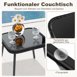 Costway  Σετ Έπιπλα Βεράντας 3 Τεμαχίων από Ρατάν με Άνετες Καρέκλε...