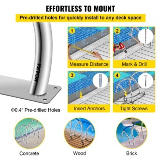 VEVOR Χειρολαβές Πισίνας 30x30, Ανοξείδωτες, Σετ 2, 375lbs, με Βάση... VEVOR Χειρολαβές Πισίνας 30x30, Ανοξείδωτες, Σετ 2, 375lbs, με Βάση...