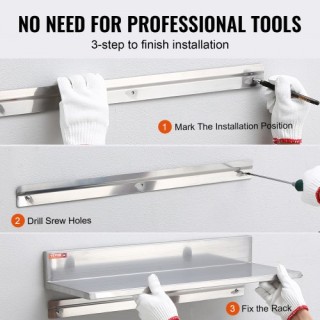 VEVOR Ράφι Ανοξείδωτο 8.6 x 16 με Πλάτη, 44 lbs, Επιτοίχιο για Επα... VEVOR Ράφι Ανοξείδωτο 8.6 x 16 με Πλάτη, 44 lbs, Επιτοίχιο για Επα...