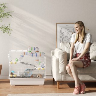 PawHut Κλουβί για χάμστερ με 4 επίπεδα, σωλήνες, τροχό, 3 πόρτες κα... PawHut Κλουβί για χάμστερ με 4 επίπεδα, σωλήνες, τροχό, 3 πόρτες κα...