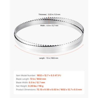 VEVOR Ταινία Πριονιού 1832mm, 4 Δόντια ανά Ίντσα, Ατσάλι SK5, 12.7m... VEVOR Ταινία Πριονιού 1832mm, 4 Δόντια ανά Ίντσα, Ατσάλι SK5, 12.7m...