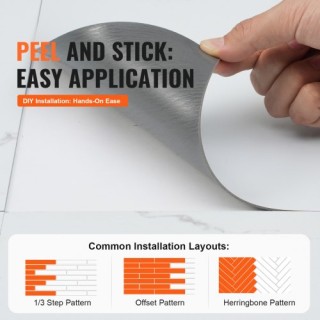 Αυτοκόλλητα Πλακάκια Δαπέδου VEVOR 12x12, 50τμχ, Λευκό Μάρμαρο  ZZY...