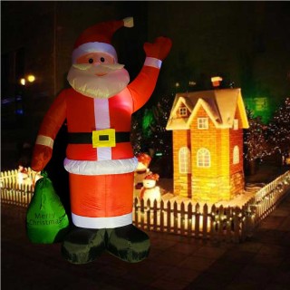 BAKAJI  Φουσκωτός Άγιος Βασίλης με Σάκο Ύψους 180 εκ. με Φωτισμό LE...