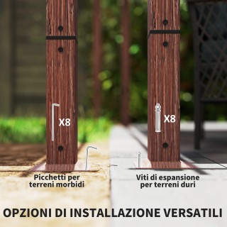 Outsunny Πέργκολα Κιόσκι με Ανασυρόμενη Οροφή, Πασσαλάκια και Βίδες...