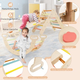 Costway  4 σε 1 Πολύχρωμο Σετ Αναρρίχησης με Τσουλήθρα & Δίχρωμη Ρά...