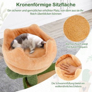 Costway Μεγάλο Δέντρο Γρατσουνίσματος για Γάτες με Σχέδιο Κάκτου κα...