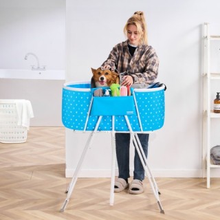 VEVOR Πτυσσόμενη Μπανιέρα για Σκύλους, Υψωμένη, Ανοιχτό Γαλάζιο, Στ...