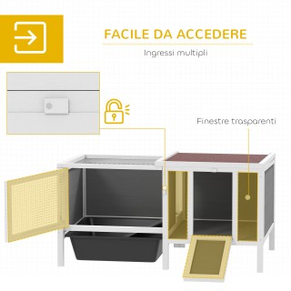 PawHut Εξωτερικό Κλουβί Κουνελιών με Σπιτάκι, Χώρο Τρεξίματος και Δ...