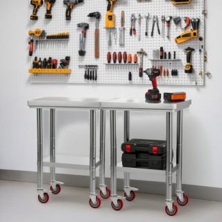 VEVOR Ανοξείδωτο Τραπέζι 61 x 45 cm για Προετοιμασία Τροφίμων με Ρυ...