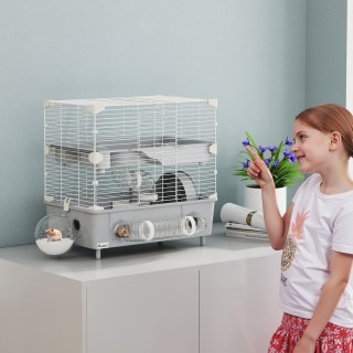 PawHut Διώροφη Γκρι-Λευκή Κλουβί Χάμστερ 44.5x28x44 εκ. D51-482V00GY PawHut Διώροφη Γκρι-Λευκή Κλουβί Χάμστερ 44.5x28x44 εκ. D51-482V00GY