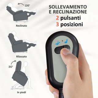 HOMCOM  Ηλεκτρική Πολυθρόνα Ανύψωσης και Ανάκλισης με Τηλεχειριστήρ...