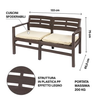 Galileo Σετ κήπου 4 θέσεων καφέ από πλαστικό PP με εφέ ξύλου και μπ... Galileo Σετ κήπου 4 θέσεων καφέ από πλαστικό PP με εφέ ξύλου και μπ...