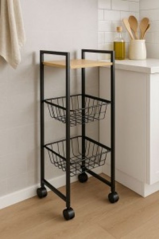 ModernHome Τροχήλατο Κουζίνας με 2 καλάθια και ράφι, οργανωτής με ρ... ModernHome Τροχήλατο Κουζίνας με 2 καλάθια και ράφι, οργανωτής με ρ...