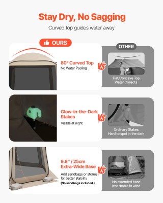 VEVOR Τέντα Σκηνής Pop Up για 4-8 Άτομα με Αρθρωτό Στέγαστρο και Τσ...