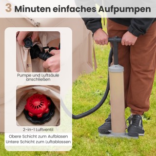 Costway Φουσκωτή Σκηνή Camping 4-6 Ατόμων με Αντλία και Μολυβοπαράθ...