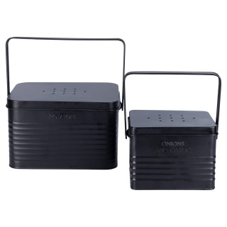 Villa DEste  Σετ 2 δοχεία πατάτες κρεμμύδια και σκόρδο από γαλβανισ...