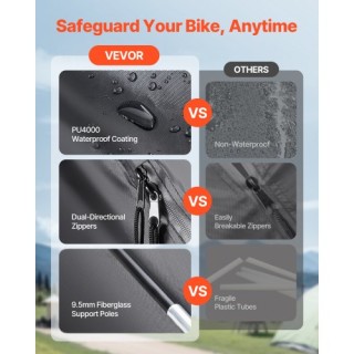 VEVOR Αδιάβροχη Σκηνή Αποθήκευσης Ποδηλάτων για 3 έως 4 Ποδήλατα HD...