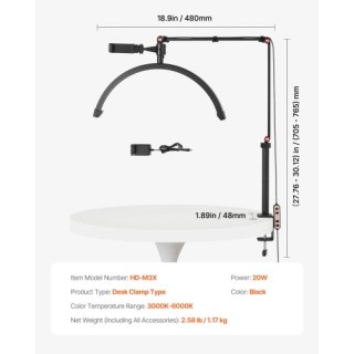 VEVOR Φωτιστικό Νυχιών 20W με Κλιπ & Βάση Κινητού LED Ημισέληνος WS... VEVOR Φωτιστικό Νυχιών 20W με Κλιπ & Βάση Κινητού LED Ημισέληνος WS...