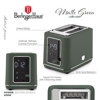 Berlinger Haus Φρυγανιέρα 2 Θέσεων 870W από Ανοξείδωτο Ατσάλι με LE...