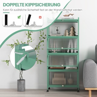 Costway  Πολυλειτουργική Πράσινη Ραφιέρα με Ρόδες και Ανοιγόμενες Π...